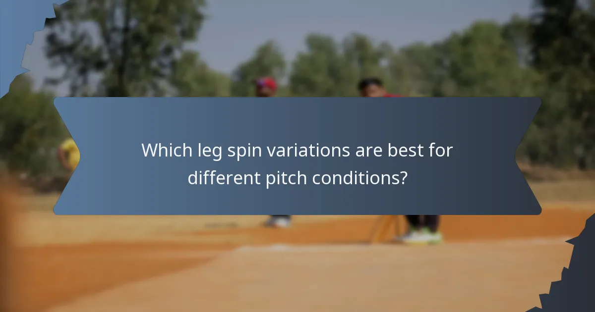 Which leg spin variations are best for different pitch conditions?